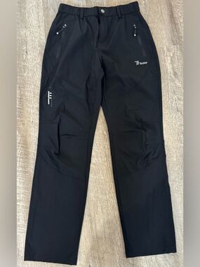 Lightweight, Water-Resistant Black Outdoor Hiking Pants, S